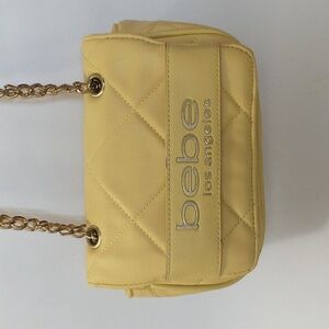 Bebe Yellow Quilted Crossbody/ Shoulder Bag with Gold Chain